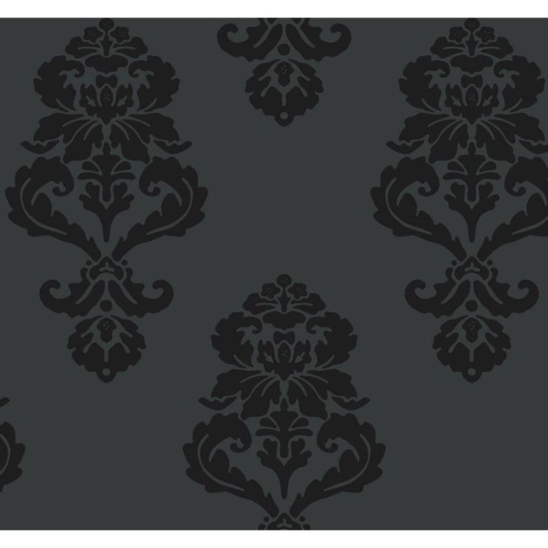 Black & White Wallpaper BL0397 BLO397 Graphic Damask By York Wallcoverings For Dixons