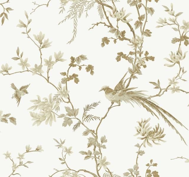 24 Karat Wallpaper KT2174 Bird And Blossom Chinoiserie By Ronald Redding For Dixons Exclusive